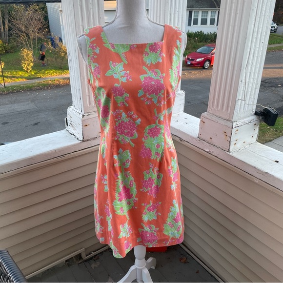 Lilly Pulitzer Dresses & Skirts - Lilly Pulitzer Orange Floral Print Vintage Sheath Dress Size 6